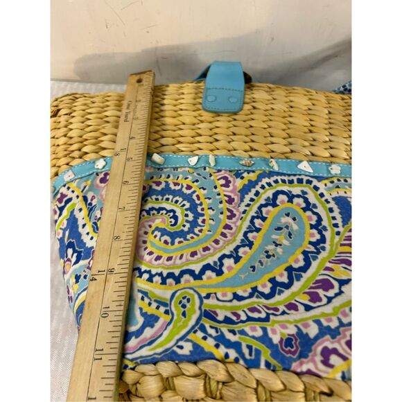 Vera Bradley straw beach shoulder bag Capri Blue - Picture 10 of 11